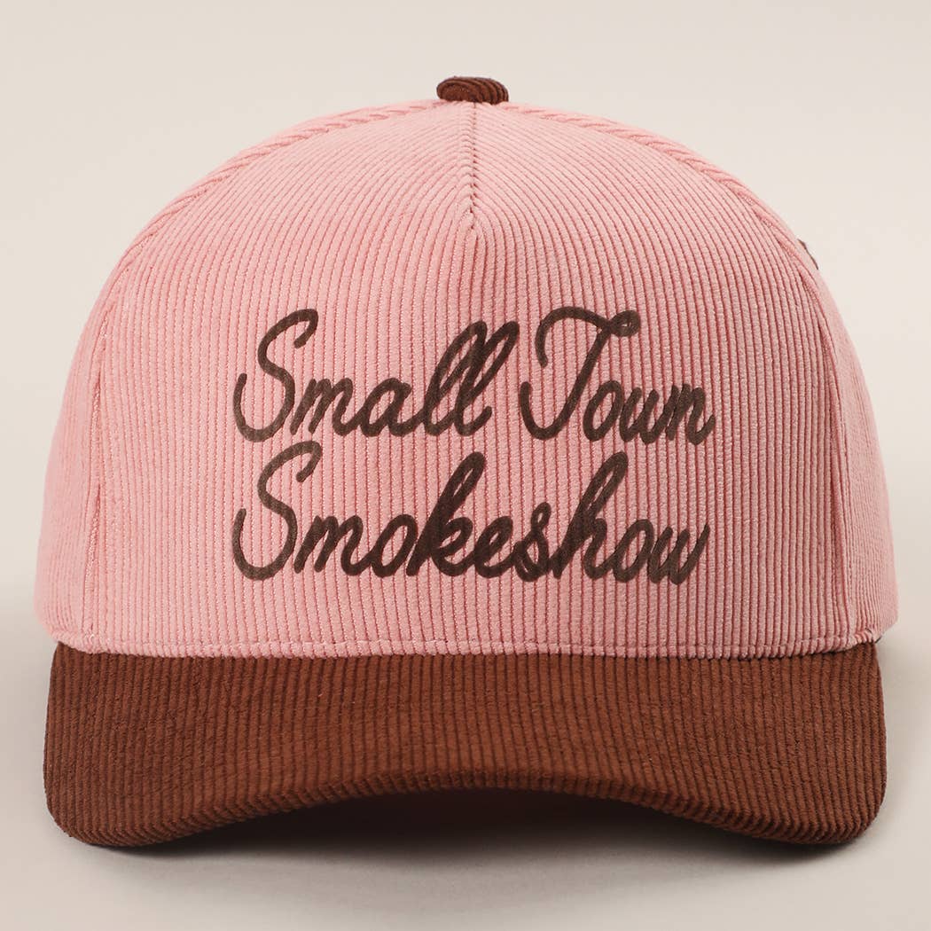 Fashion City - Wholesale Trucker Hat - Unisex - SMALL TOWN SMOKESHOW Heat Press Corduroy Trucker Hat 1