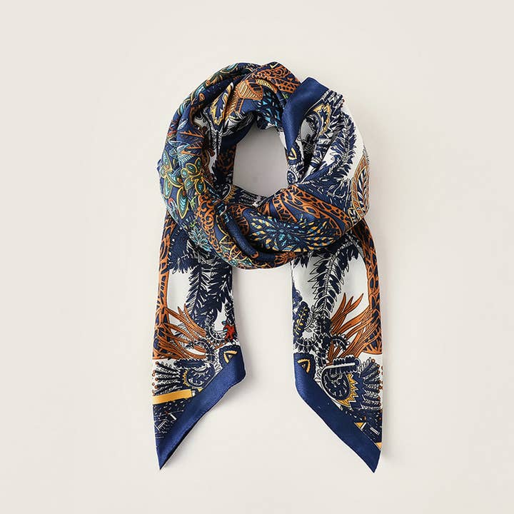 ACCITY - Wholesale Scarf - Women's - Vintage French Print Scarf – 90cm Silk Feel Square_CWASC01721