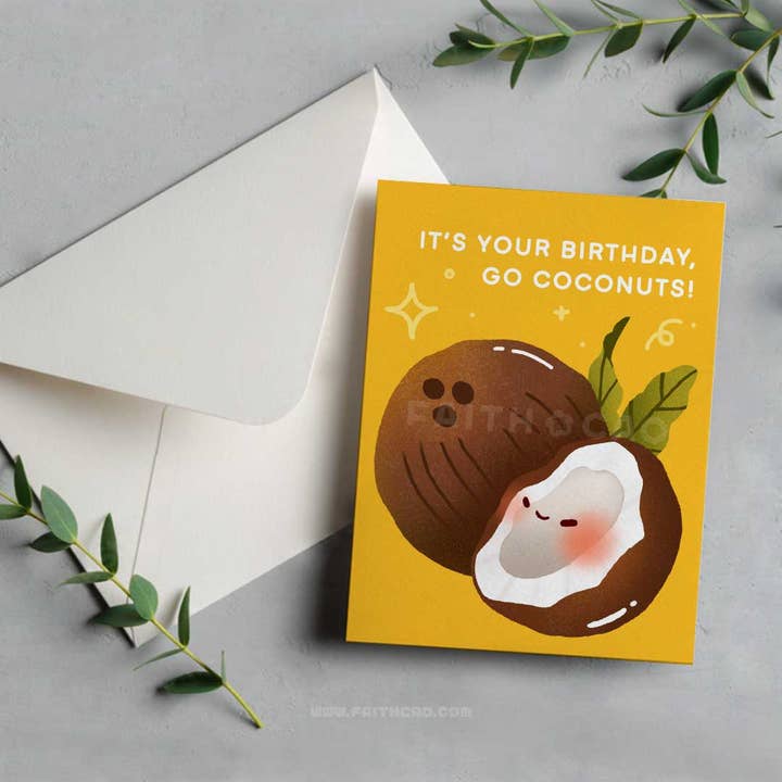 Coconut Birthday Card for wholesale by Caoculator