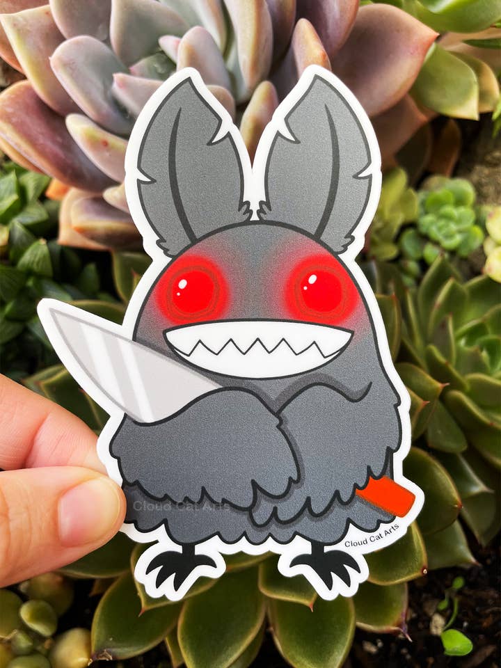 Mothman - Cute Cryptid - Vinyl Sticker for wholesale by Cloud Cat Arts