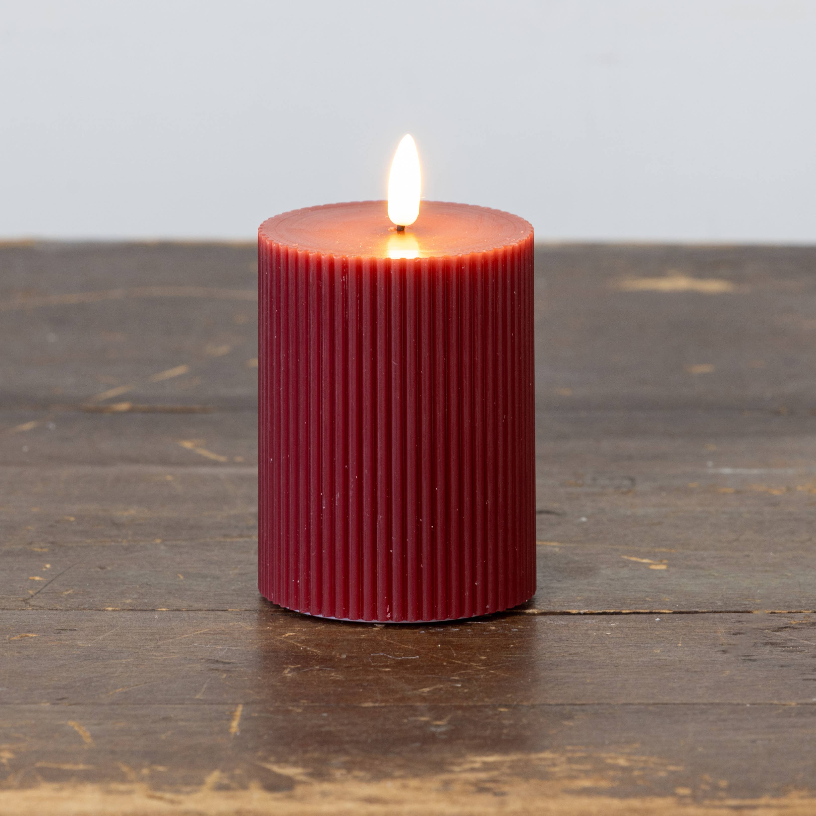 Ragon House - Wholesale Flameless Candle - 4" RED GROOVED 3D FLAME CANDLE
