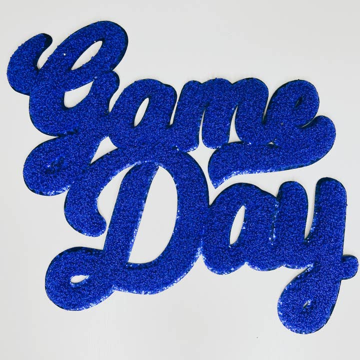 11” GAME DAY script in Navy Blue - Chenille Patch for wholesale by TEELUX