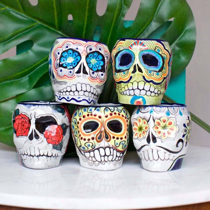 Sugar Skull Skeleton Mug for wholesale by Lucia's Imports