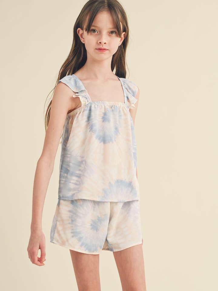 heart and arrow - Wholesale Top & Short Set - Kids - TWEEN KIDS GIRLS RUFFLE SLEEVE SHORTS SET (7-14)