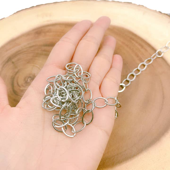 Beads Creation - Wholesale Craft Supplies - Rhodium Plated Silver Rolo Cable Chain by Foot CH007