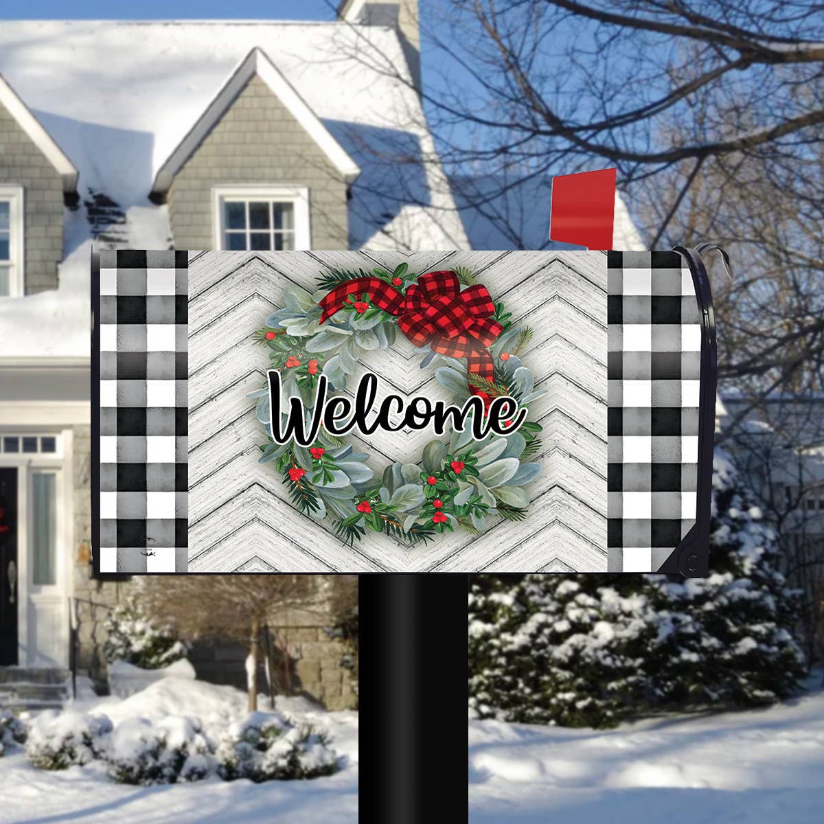 Briarwood Lane - Wholesale Mailbox - Winter Wreath Large Mailbox Cover1