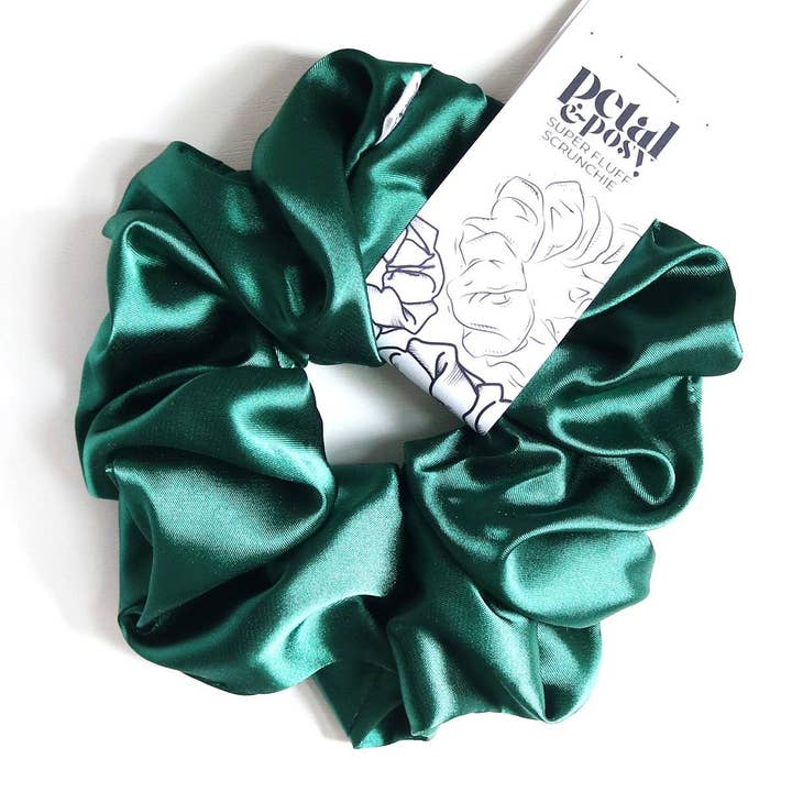 Petal & Posy - Wholesale Scrunchie - Women’s - Super Fluff Silk Satin Scrunchie in Emerald1