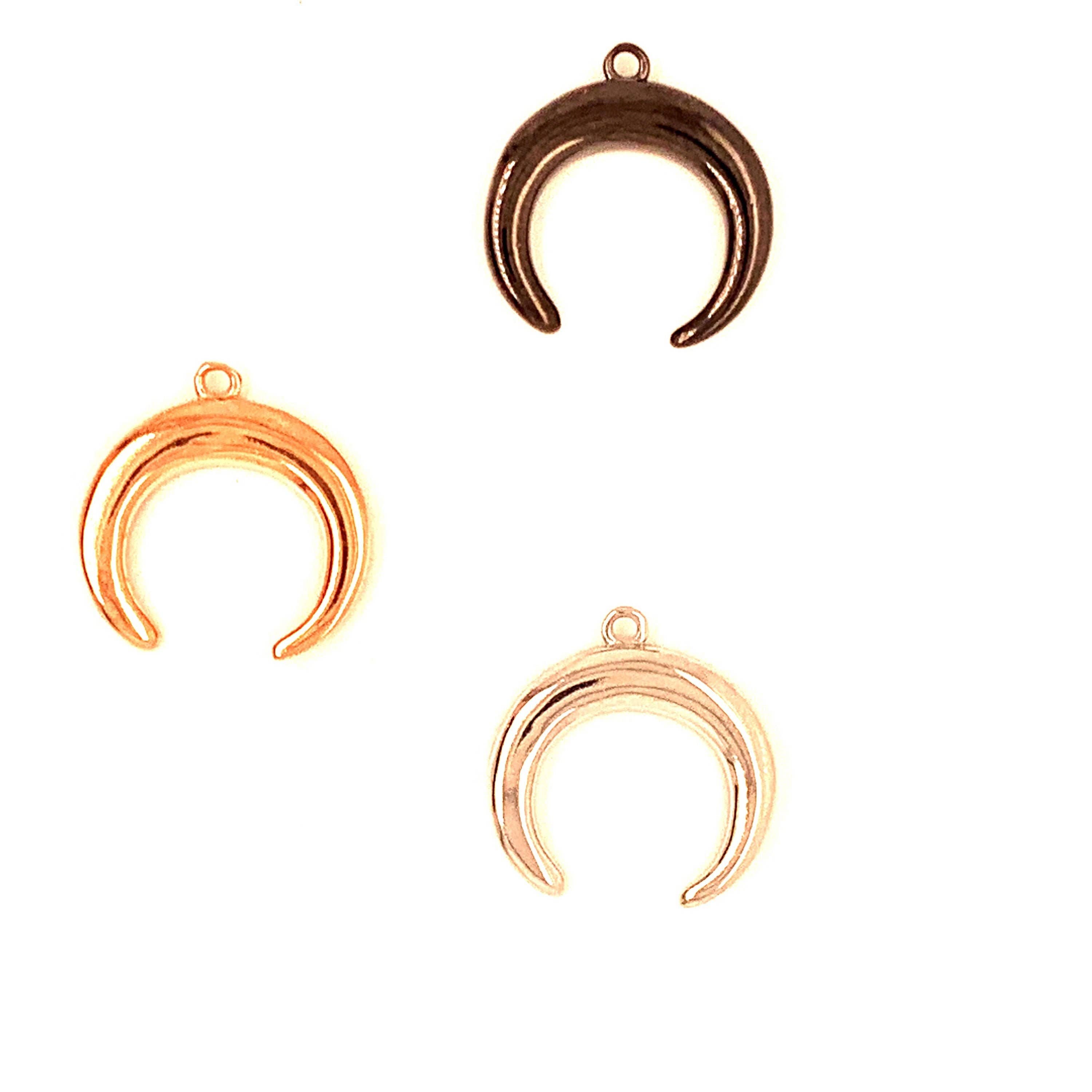 The Bead Bazaar - Wholesale Individual Charm/Pendant - Dainty Crescent Moon Charm, Sterling Silver Crescent Moon Pe0