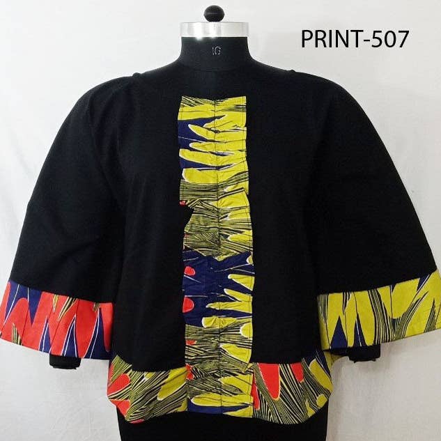 KaraChic – wholesale Tunic – Women’s – Women's African Print Poncho Style Tunic Top 100% Wax Cotton