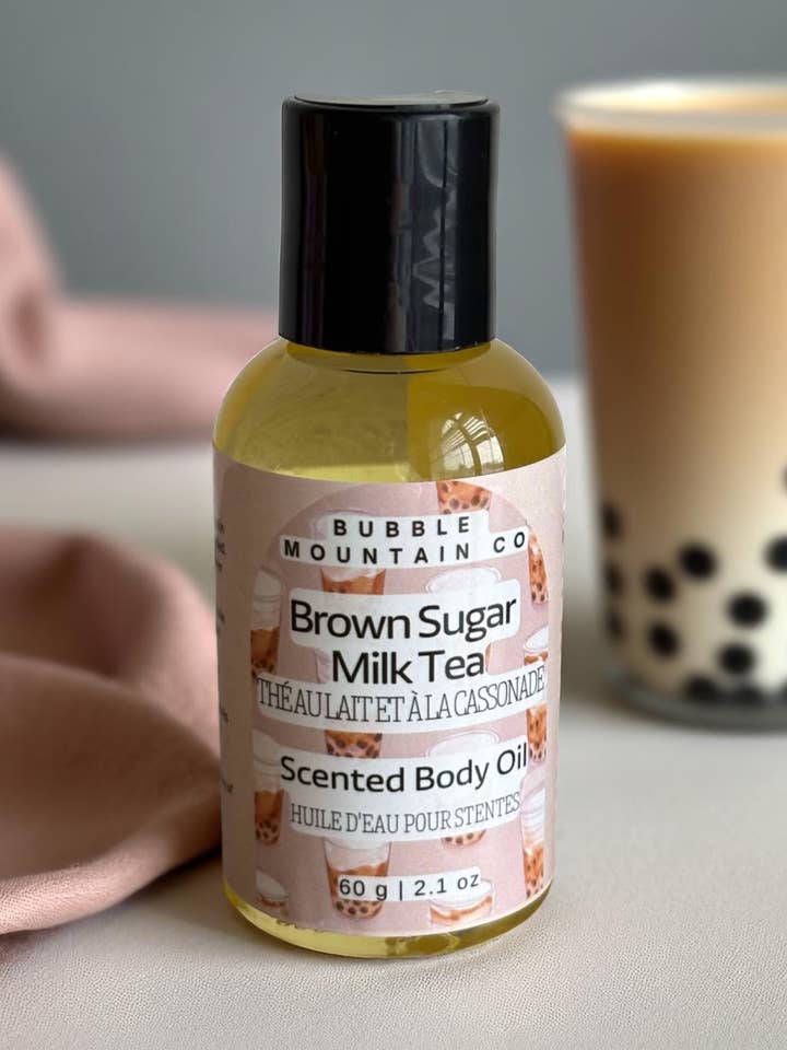 Brown Sugar Milk Tea Body Oil for wholesale by Bubble Mountain Co