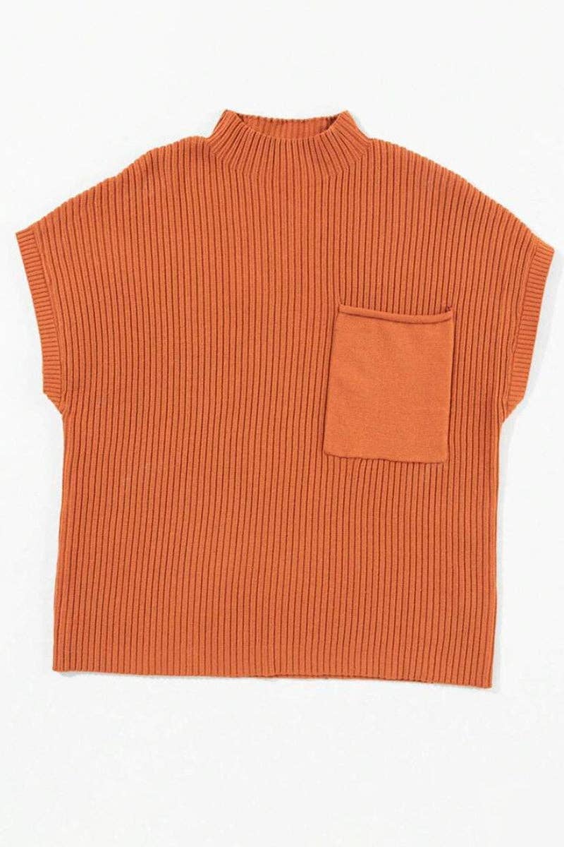 Mccolin - Wholesale Knit Sweater - Women's - Ribbed Short-Sleeve Mock Neck Sweater4