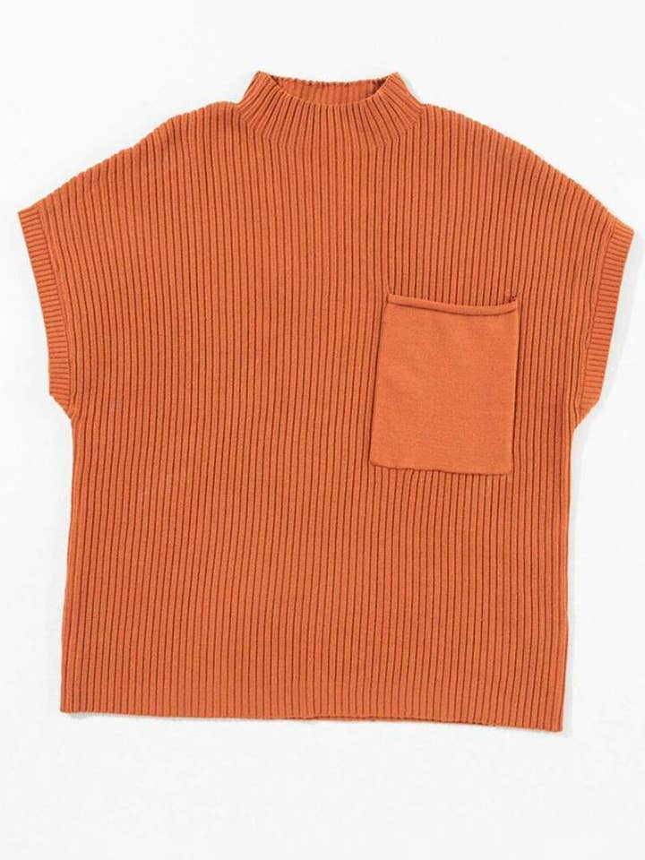 Mccolin - Wholesale Knit Sweater - Women's - Ribbed Short-Sleeve Mock Neck Sweater4