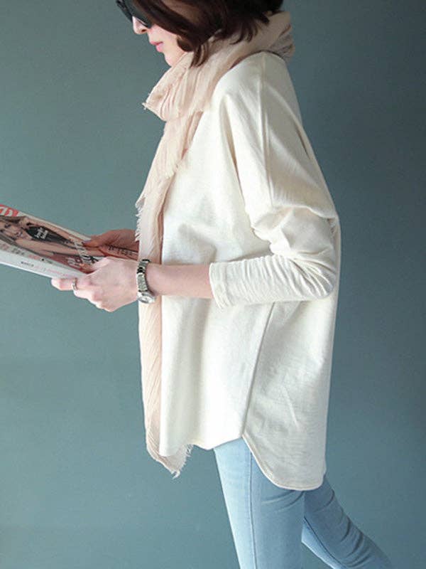 Sheer Trend – Túnica - Mulher por atacado – Camisetas simples de mangas compridas de cor sólida3