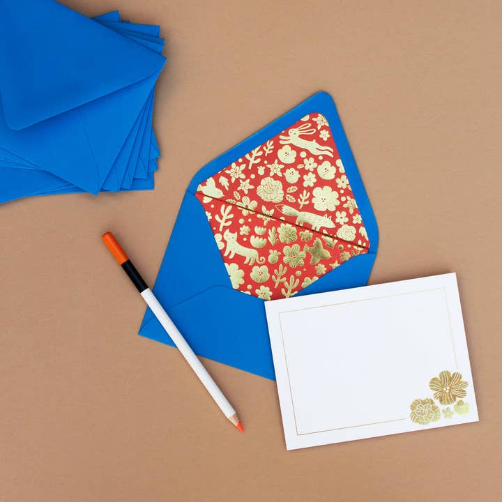 Smitten on Paper - Wholesale Stationery/Notecard Set - Smitten on Paper x Fugu Fugu Luxe Lined Note Set Blue