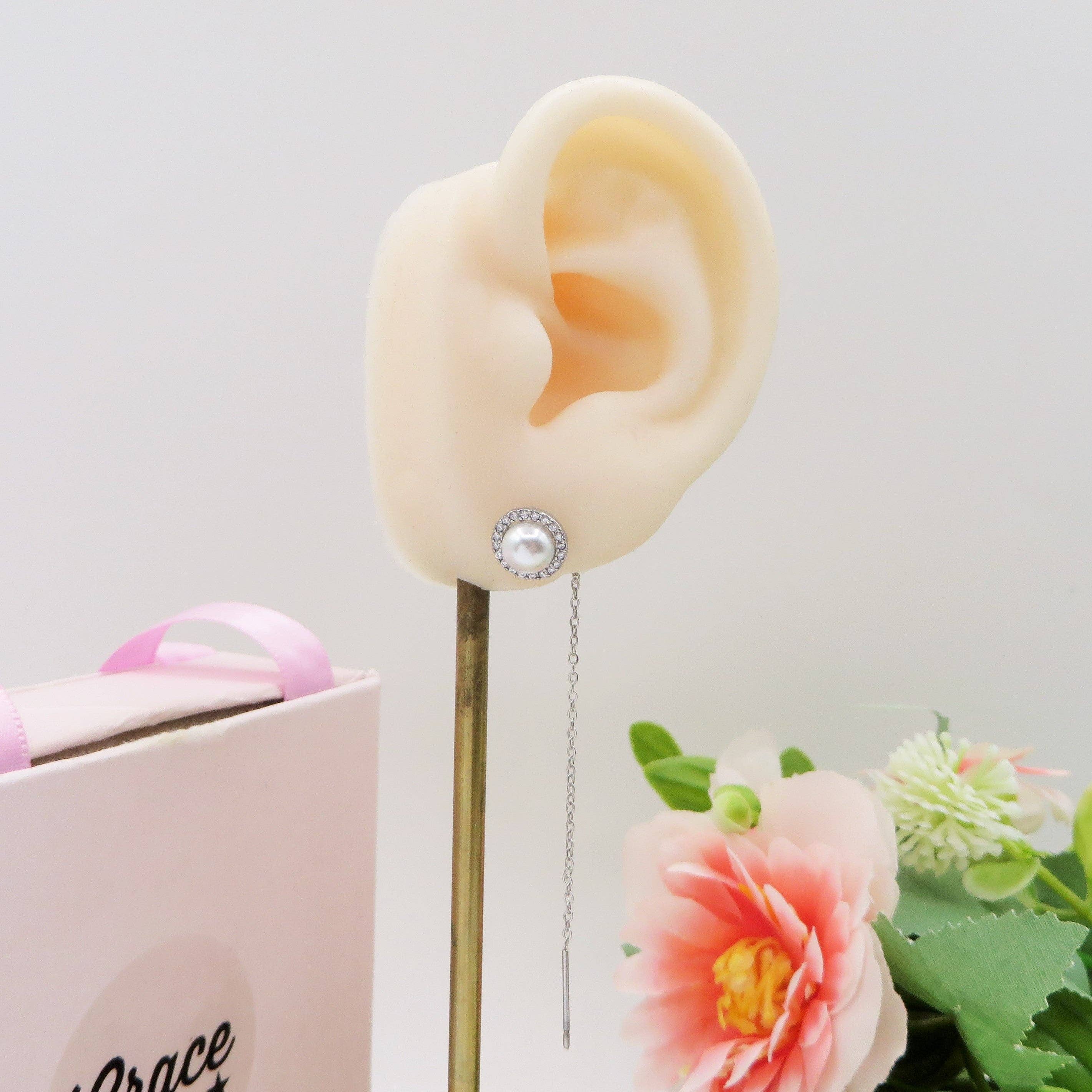 Daemon srls - Wholesale Jewelry - Men's - SHINY PEARL - ARGENTO 925 ~ Orecchino filo pendente con perla - saliscendi2