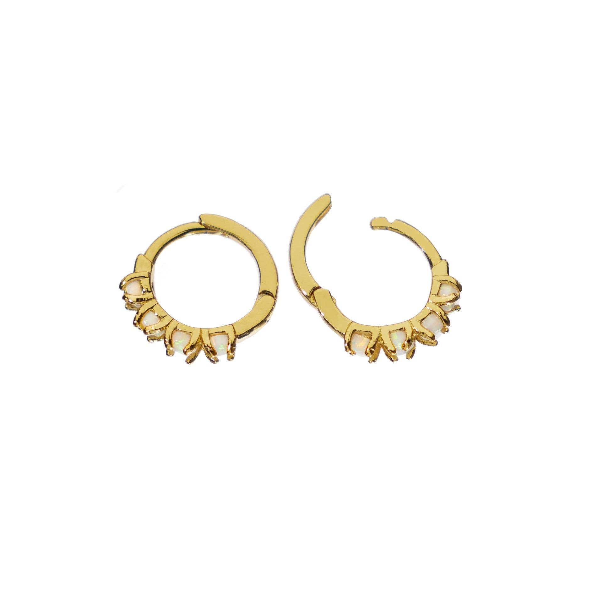 Brenda Grands Jewelry - Vente Petits anneaux - Créoles en or 18K avec opale4