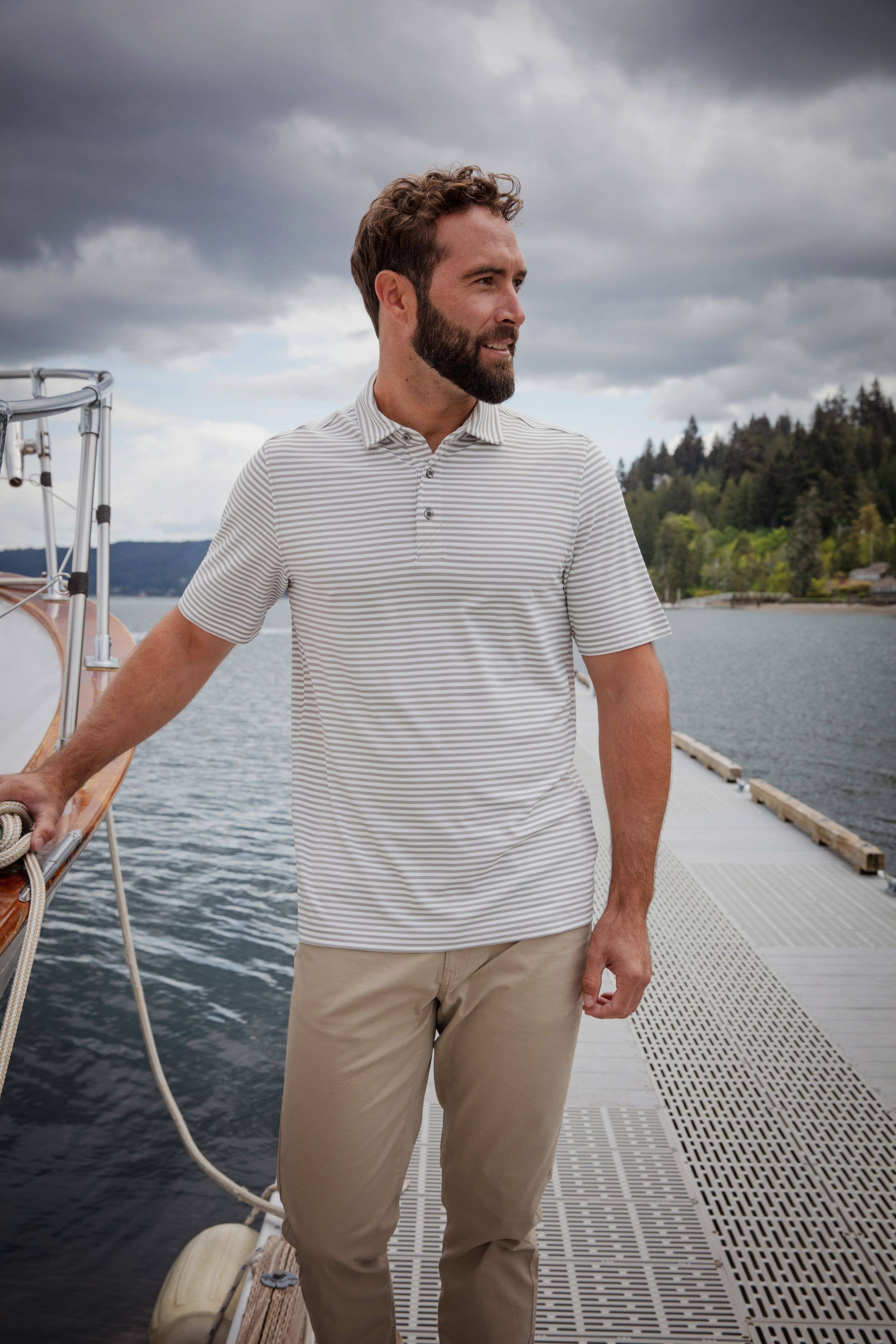 Cutter & Buck - Wholesale Polo - Men's - Cutter & Buck Virtue Eco Pique Stripe Recycled Men's Polo3