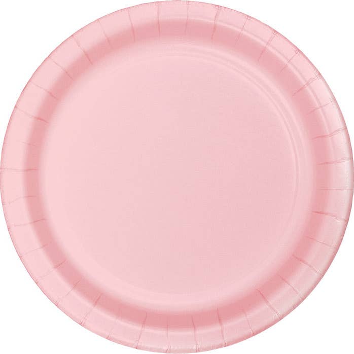 Classic Pink Sturdy 8.75" Paper Dinner Plates, 24/Pkg for wholesale by Bulk Party Decor