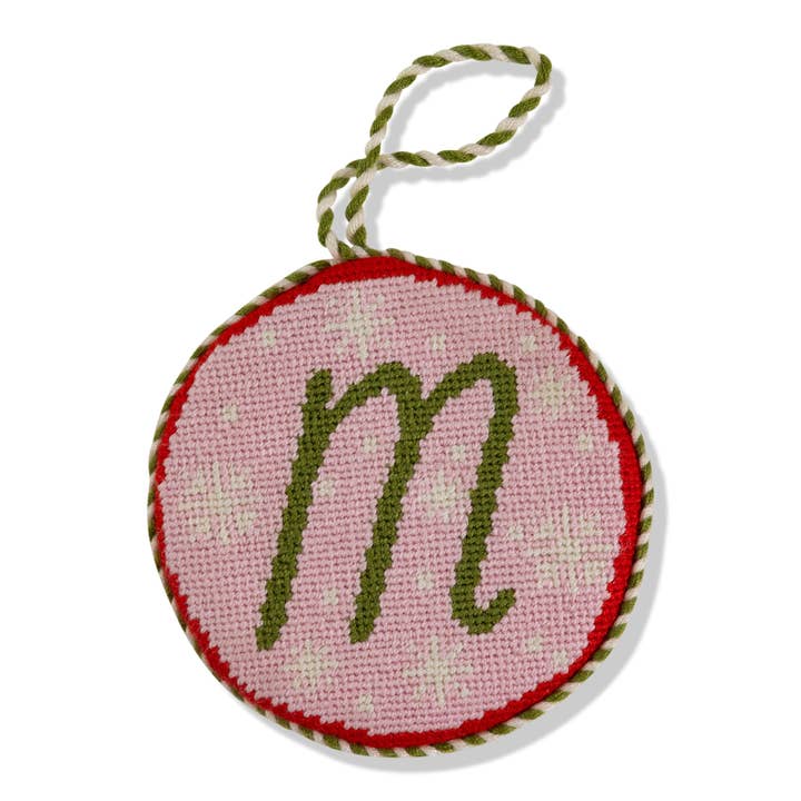 Furbish Studio - Wholesale Ornament - Needlepoint Monogram Ornament - M1