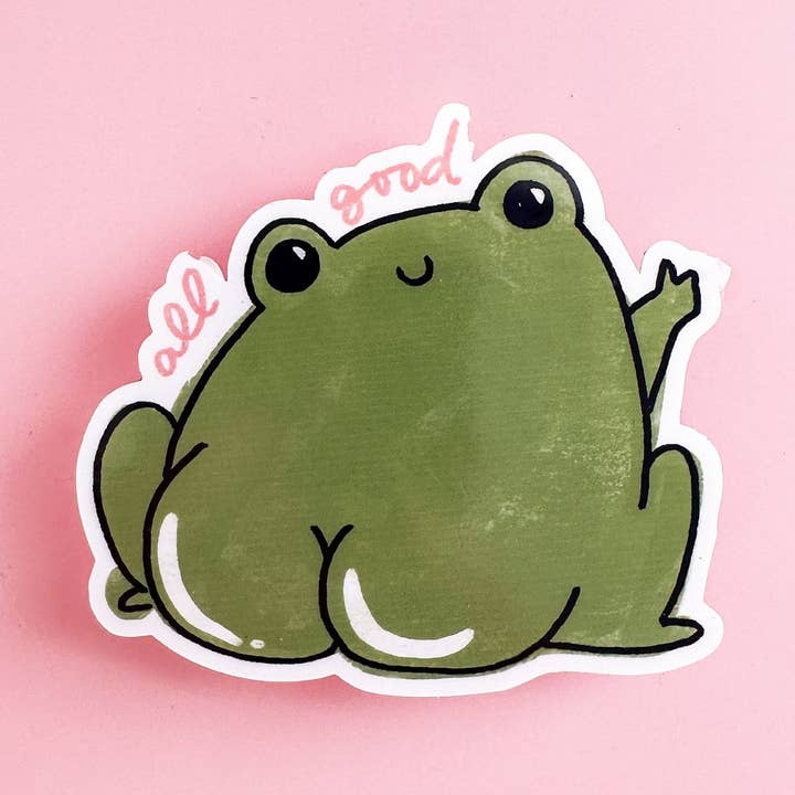 All Good Frog Vinyl Sticker for wholesale by Ashley Frye Studio