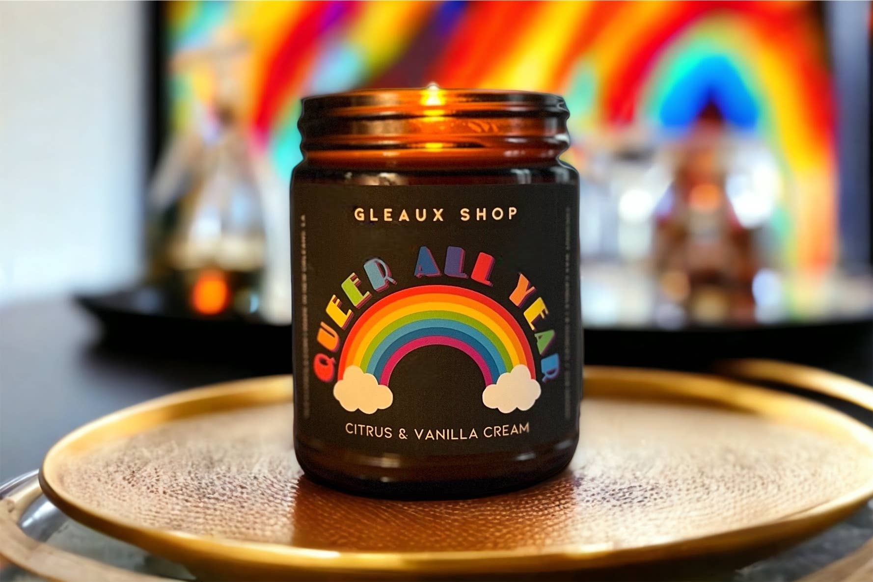 Gleaux Shop - Wholesale Jar/Filled Candle - Queer All Year: Citrus & Sandalwood Scented Candle