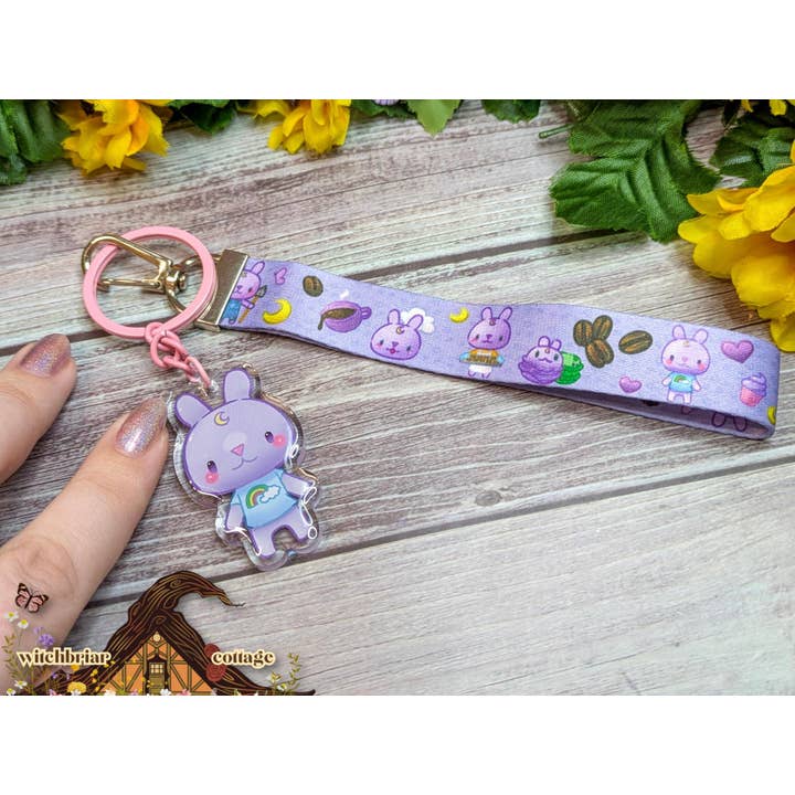 Bunny Chester Lanyard: Kawaii Rabbit Key or Badge Charm for wholesale by Witchbriar Cottage