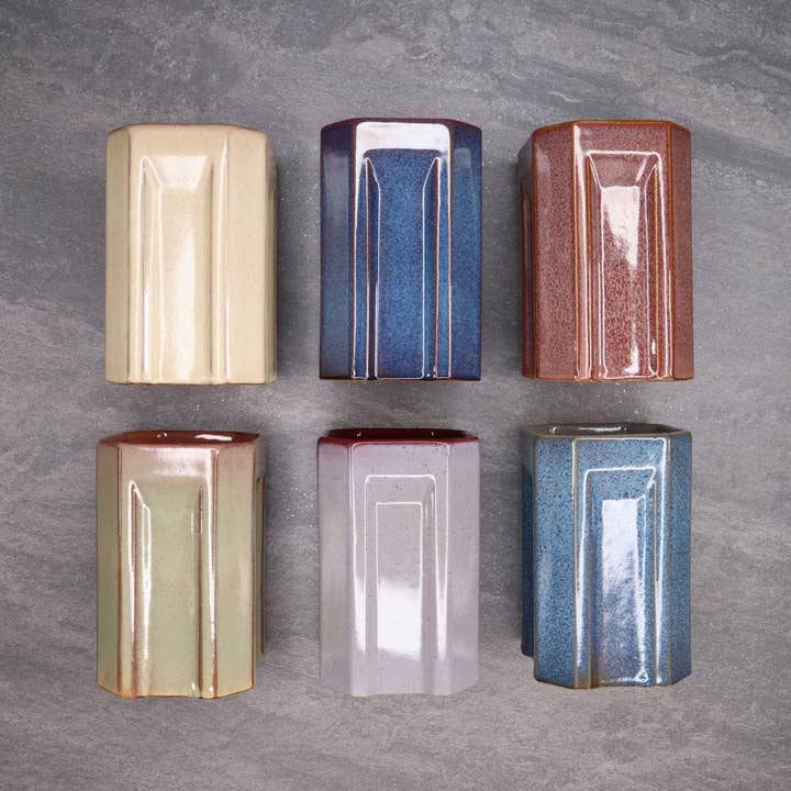 HOLD SUPPLY - Wholesale Drinking Glass/Cup - Green and Red 16 oz Square Indented Stoneware Ceramic Cup3