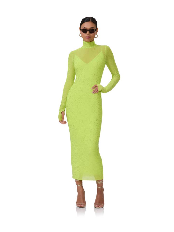 Shailene Rhinestone Dress - Lime Punch for wholesale on Faire