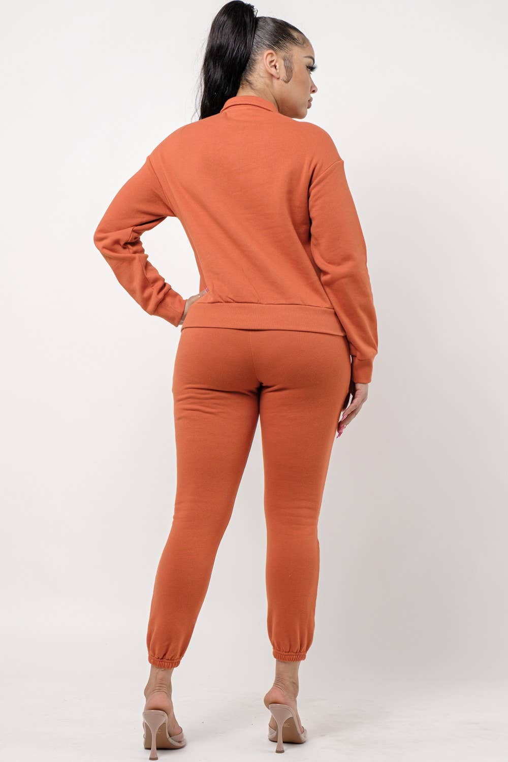 Boswell – wholesale Lounge set – Women's – Solid Jogger Set With Collar Long Sleeve Top14