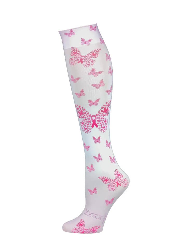 Rosa band fjärilar atletiska strumpor för wholesale av Hocsocx, Inc.