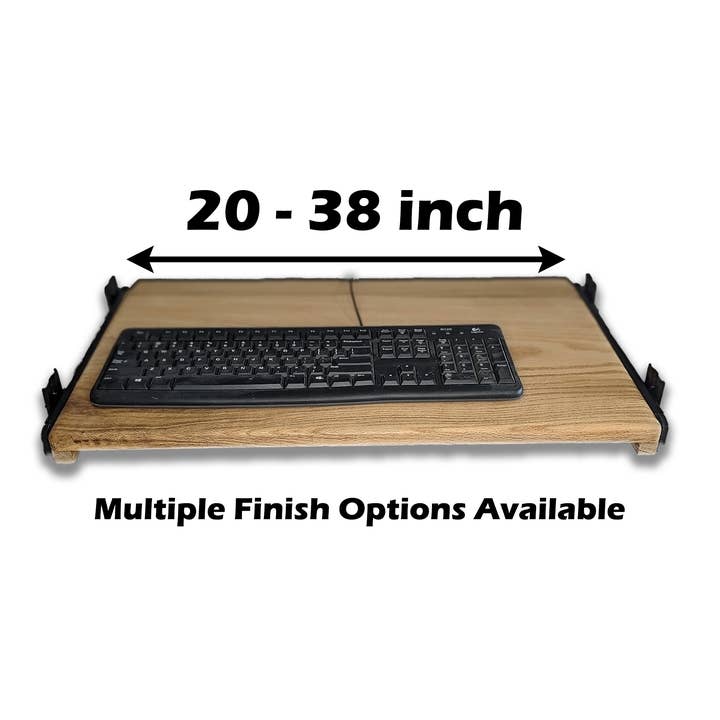 Oak Keyboard Tray (Satin Clear Coat), custom wooden keyboard tray slide for wholesale by Wild Woodworker