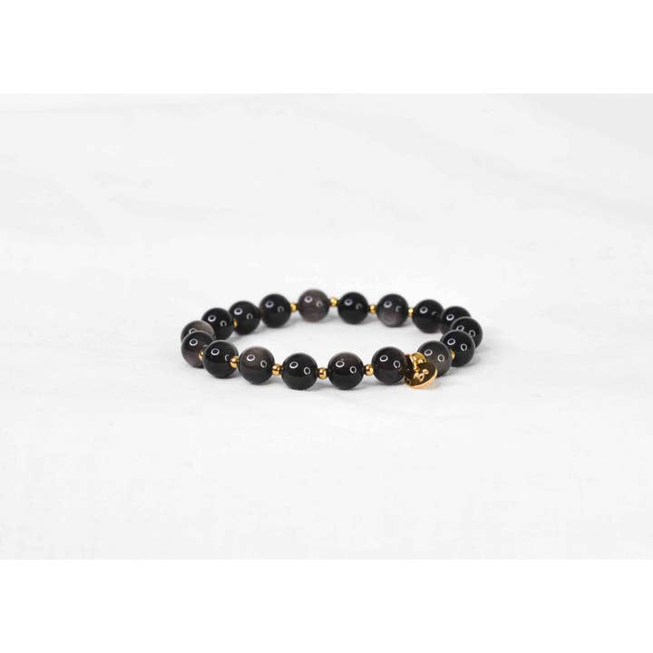 Lori Armband Obsidian Silver 8mm för wholesale av BODHI OM ART