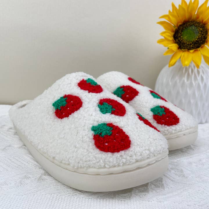 Strawberry Fluffy Indoor Slippers for wholesale by mildstyles
