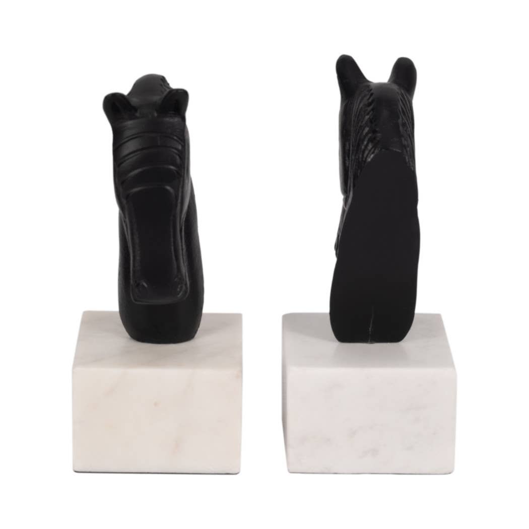 Sagebrook Home - Wholesale Bookend - Bookends Set of 2 - White/Black Metal Horse Head, 7 in.9