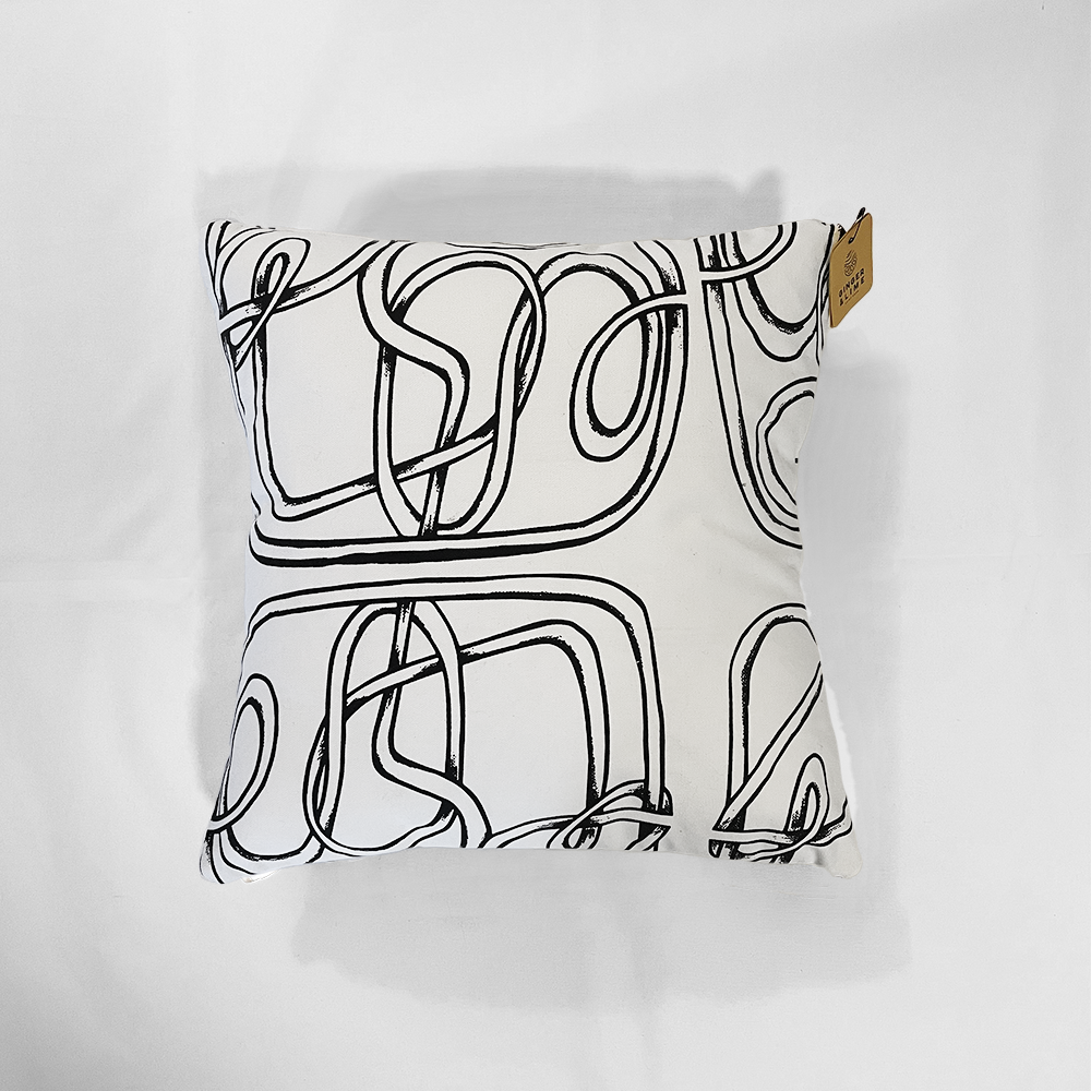 Ginger & Lime Print Shop - Wholesale Throw/Decorative Pillow - White Tangle Envelope Pillow Cover with Insert2