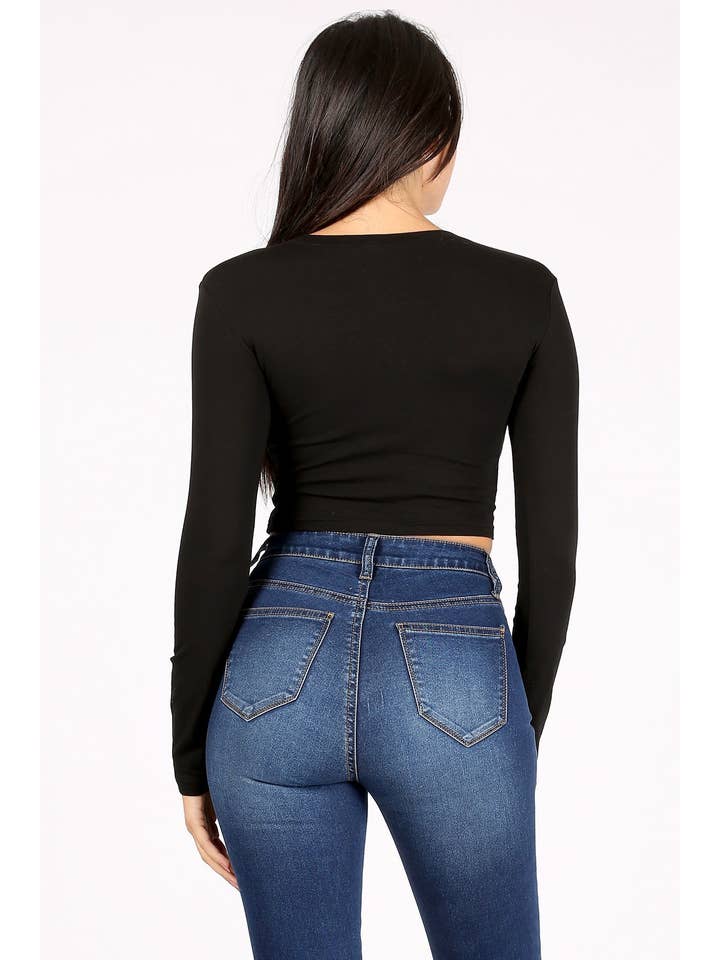 Color 5 - Wholesale T-Shirt - Women's - Solid color cotton spandex cropped long sleeve t shirt1