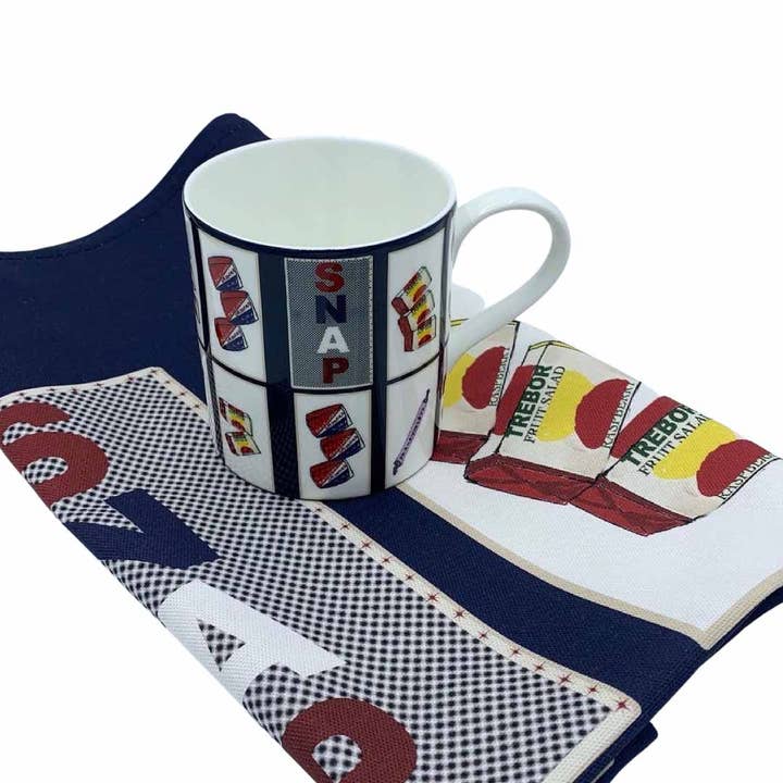 Caneca Retro Snap Bone China e conjunto de toalhas de chá 100% algodão por atacado de HeartART