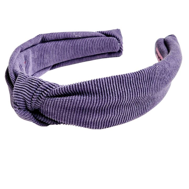 Lavender Corduroy Classic Knotted Headband for wholesale by Michigan Threads Headbands