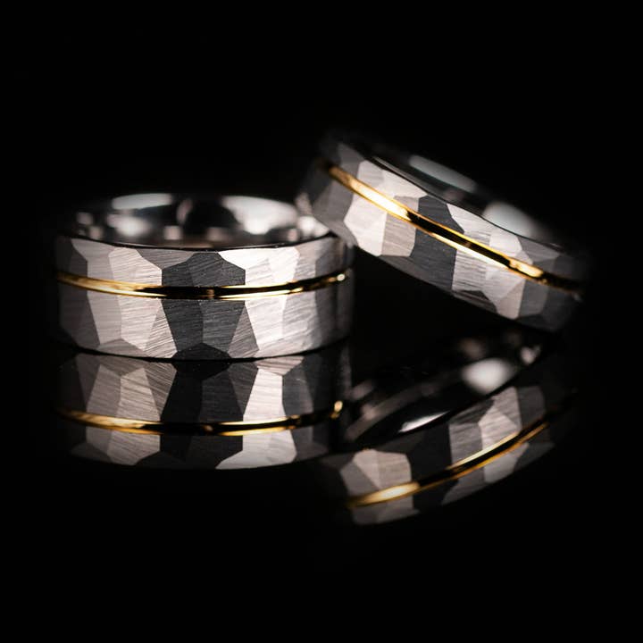 Fede nuziale martellata, Fede nuziale da uomo, Anello di tungsteno 905 per la vendita all'ingrosso da parte di AxBands