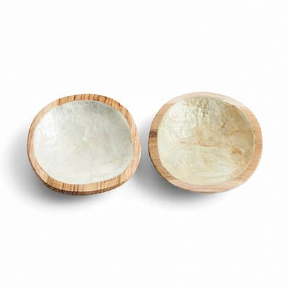 Schaaltje Hout + Schelp Capiz XS for engroshandel hos ByBazz