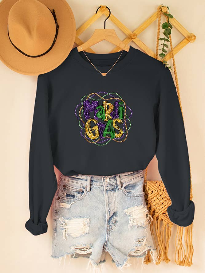 UNISHE - Wholesale Graphic Sweatshirt - Women's - Mardi Gras Long Sleeve Sweatshirts STC189C405