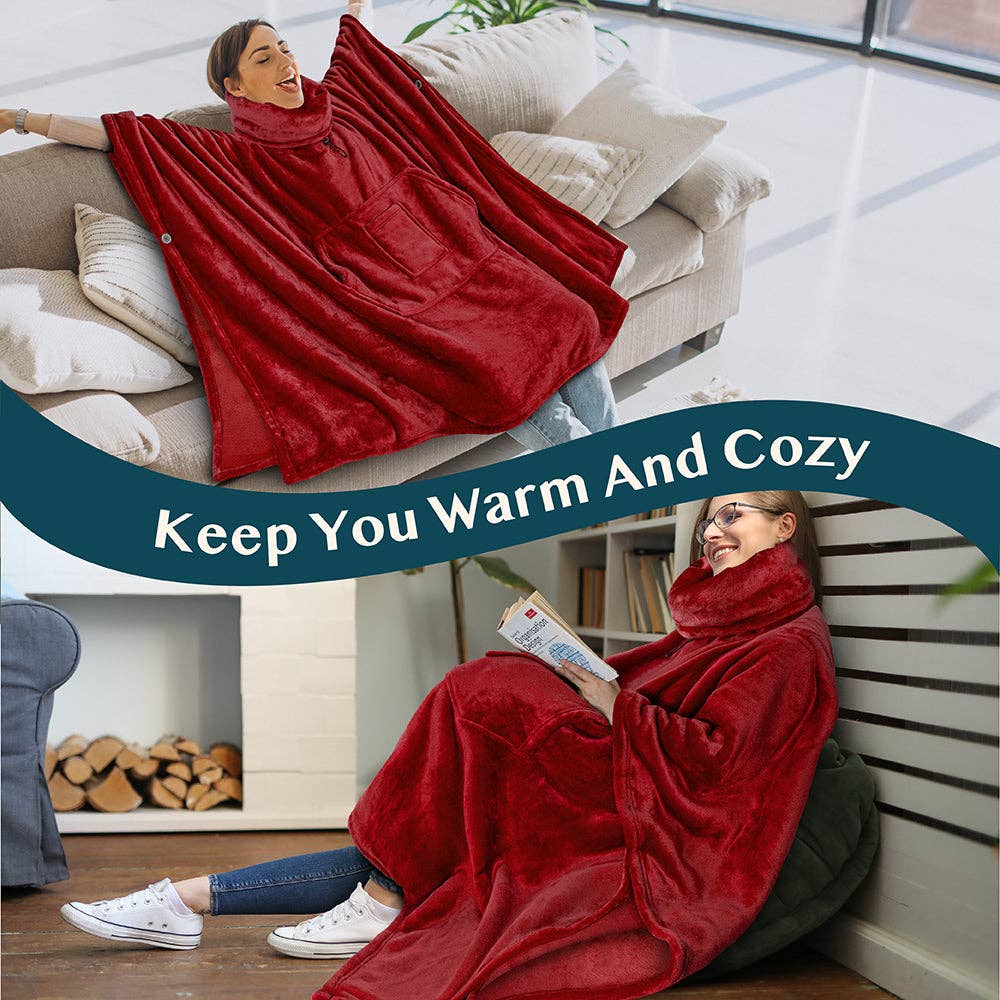 Pavilia - Wholesale Poncho - Women's - Neck Warmer Hooded Poncho Blanket68