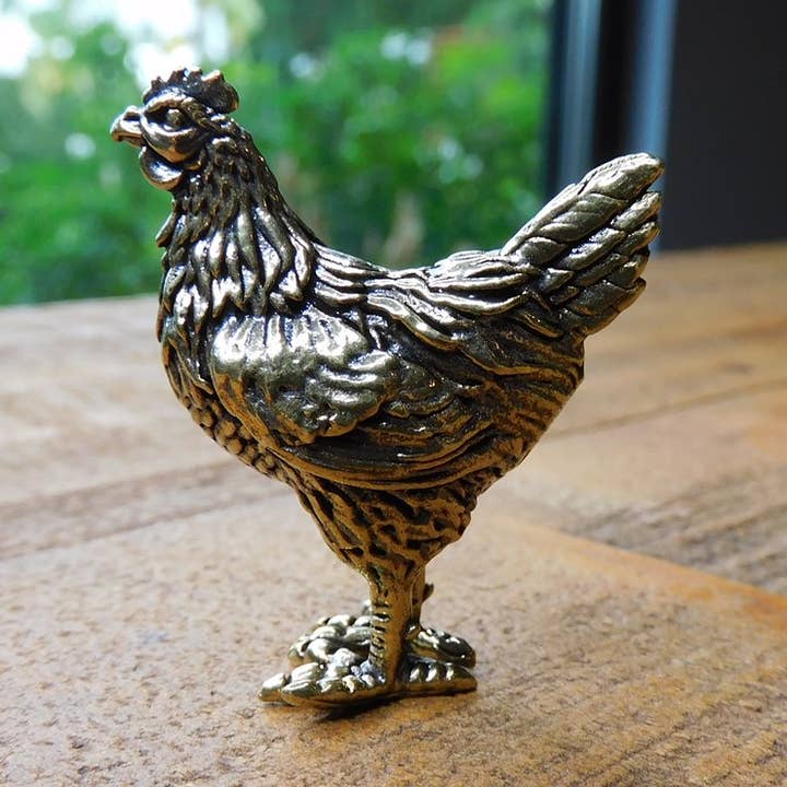 Small Brass Chicken Figurine for wholesale by Superior Stones & Gifts INTL LLP