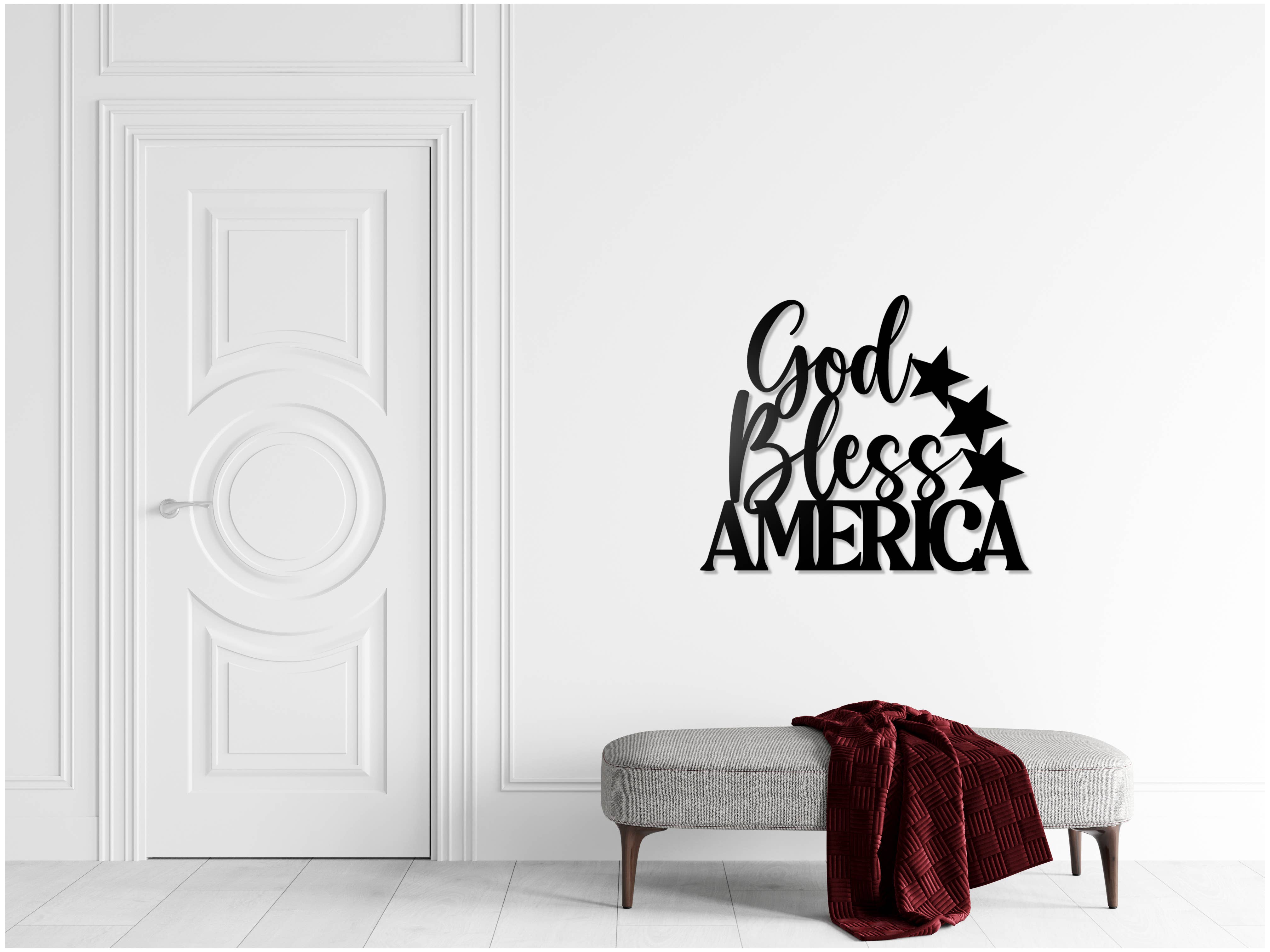 LoneTree Fab - Vente Pancarte - Panneau God Bless America en métal, décor patriotique1