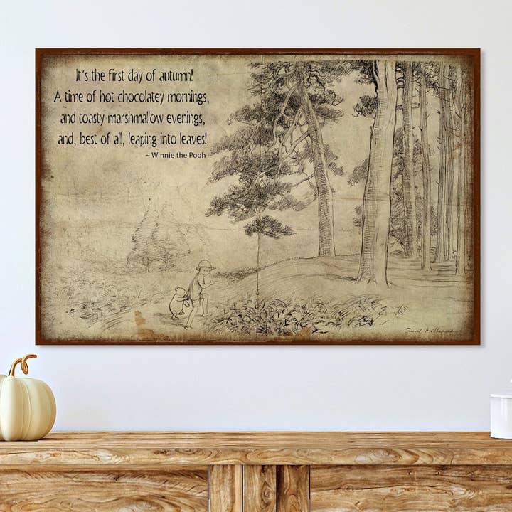 Classic Winnie The Pooh Fall Quote Farmhouse Canvas Wall Art for wholesale by Olive Branch Farmhouse