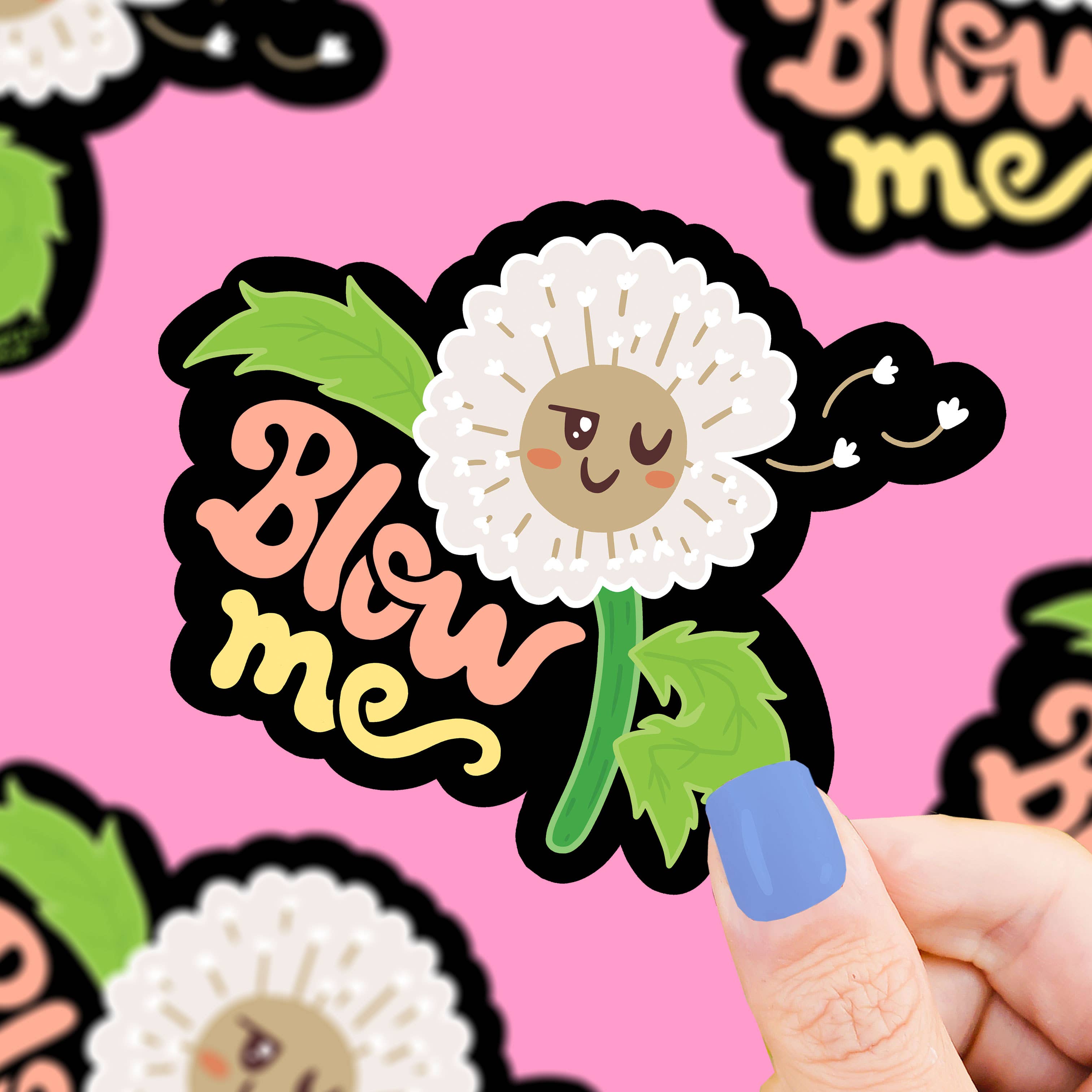 Turtle's Soup – wholesale Sticker – Blow Me Dandelion Funny Flower Water Bottle Vinyl Sticker