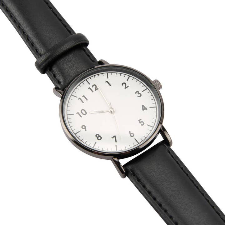 CGB Giftware - Wholesale Wrist Watch - Men's - Dapper Chap A Race Against Time Black Strap Watch