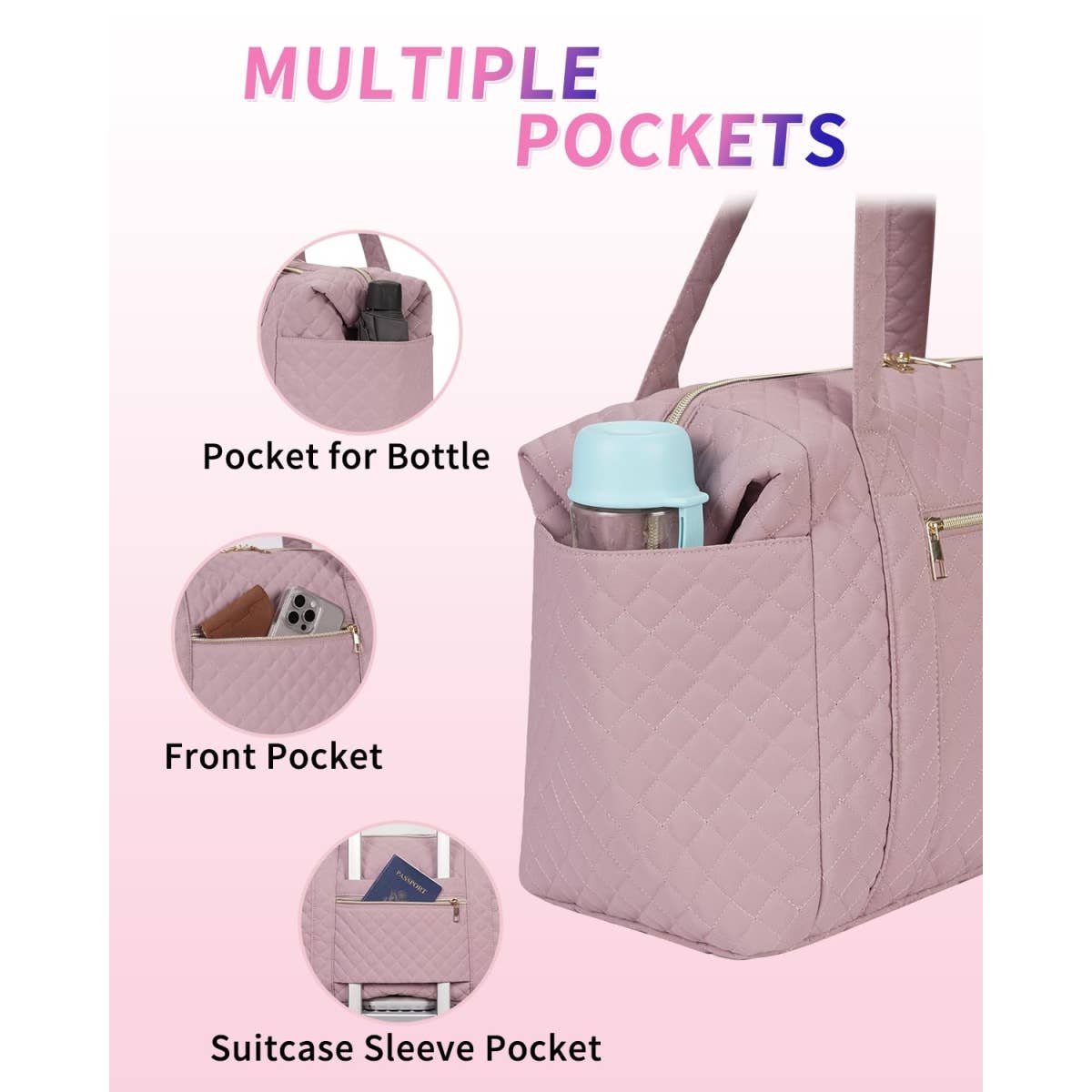 wandf – Großhandel Weekender-Tasche – Unisex – Gesteppte Schultertaschen Flugzeug Reisetasche Unter Sitz Tasche3