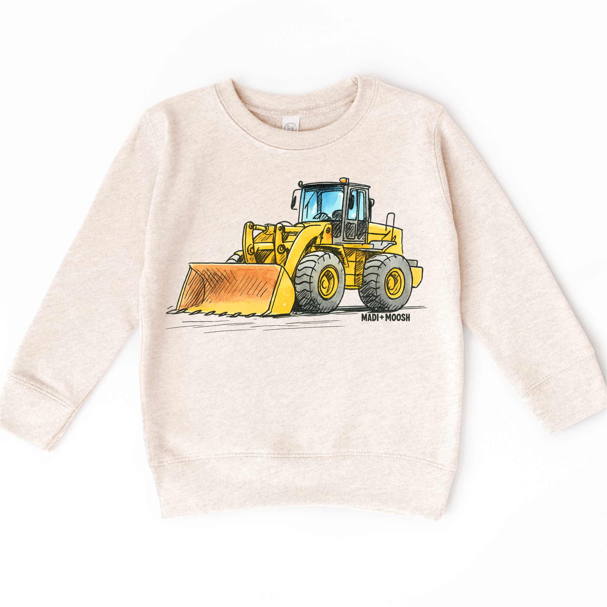 Madi Moosh – T-shirts estampadas – Criança por atacado – T-shirt de Construção Bulldozer - Camiseta de Arte Esboço6