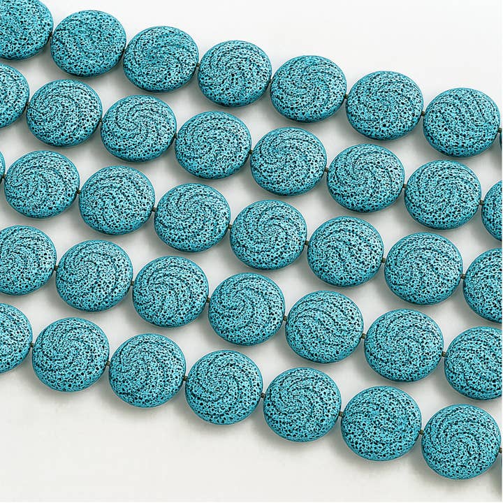 Only Beads - Wholesale Beads - Dyed Coin Lava Beads | 25–30mm | 15" Strand | 1.5mm Hole1
